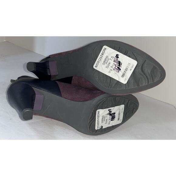 TSUBO Suede Leather ankle BOOTS Sz 7.5 navy purple colorblock heel NEW - Picture 5 of 9